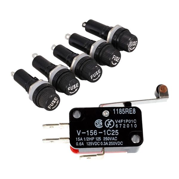 

smart home control 1 pcs mini limit switch long hinge & 5 ac 125v 15a 6 x 30mm panel mount fuse holder 2021