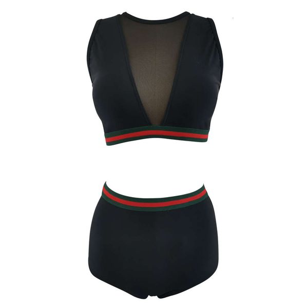 

black bikini women's plus large size high waist split swimsuit, White;black