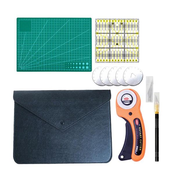 

sewing notions & tools 5pcs kit set clothing hand cutting knife patchwork cloth ruler diy quilting tool, Black