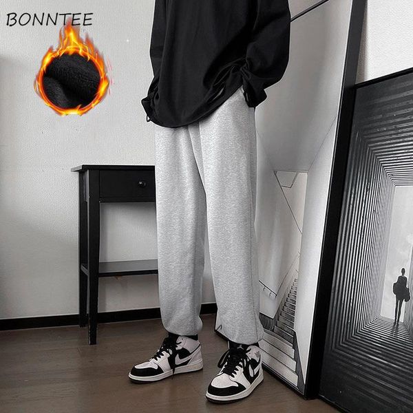 

men's pants autumn winter warm thicken casual men loose sweatpants students simple all-match streetwear trousers chic, Black