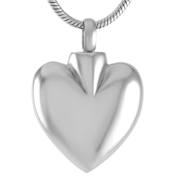 

mjd9692 polish heart urn jewelry memorial ashes keepsake ecofriendly stainless steel necklace pendant necklaces, Silver