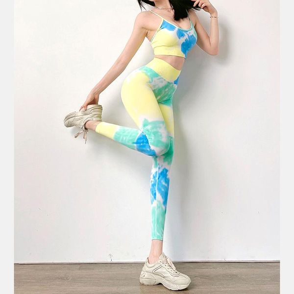 

yoga outfit ke fitness pants women's tie-dye high-waist buttocks tight-fitting running quick-drying sports trousers wear thin