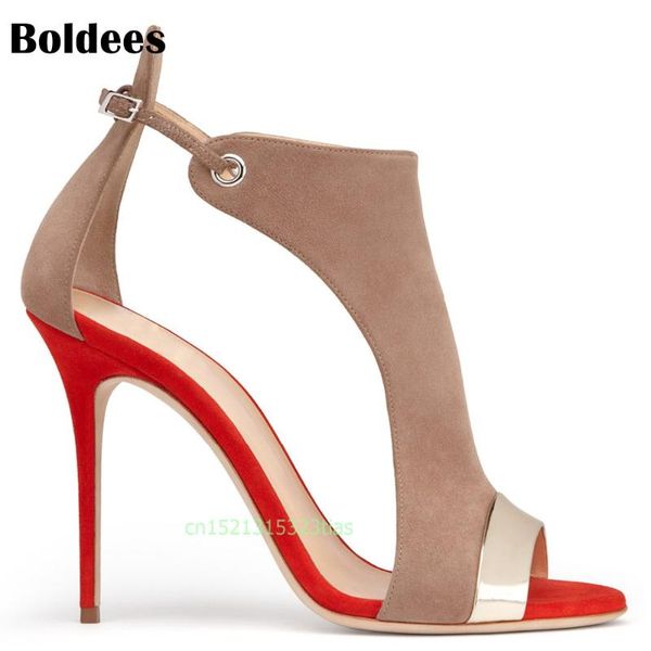 

boldees roman buckle straps shoes women sandals gladiator t design red blue peep toe high heels woman, Black