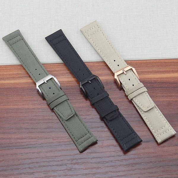 

watch bands 20 21 22mm for explorer watchband nylon canvas strap man wrist bracelet accessory stainless steel pin buckle, Black;brown