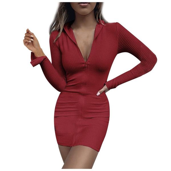 

casual dresses dress women winter fashion tight zipper night club mini female sukienki damskie z dlugim rekawem robe femme, Black;gray