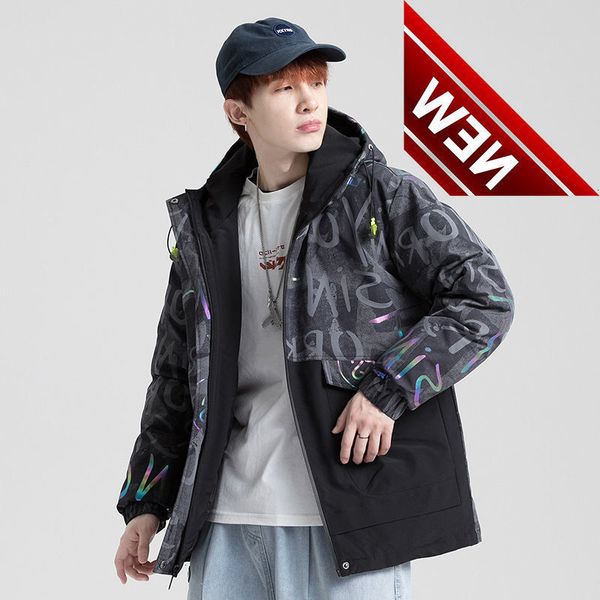 

2021 men 's camouflage down jacket new short winter thickened handsome, Black