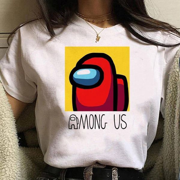 

female game between us kawaii men and womens summer cartoon harajuku graphic fun tee, White;black