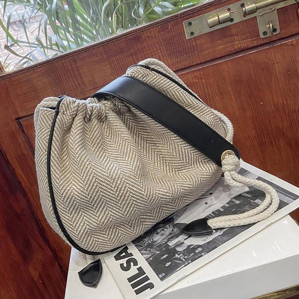 

evening bags women's bucket linen solid colour crossbody brand fashion shoulder ladies small designer handbags female purses