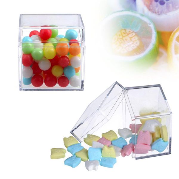 

24pcs 5cm hollow cube transparent plastic candy box imitate crystal bag gift boxes packaging shower wrap
