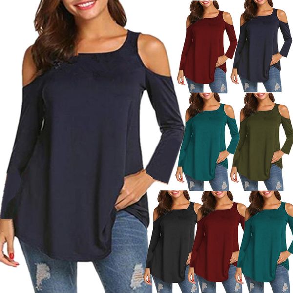 

autumn women's off shoulder long sleeve t-shirt loose size top, White