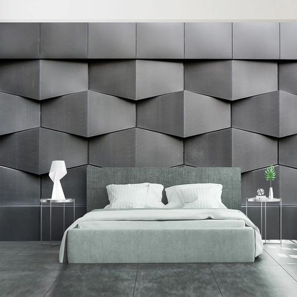 

wallpapers custom po 3d stereoscopic gray black geometric pattern modern interior design large mural wallpaper for living room bedroom
