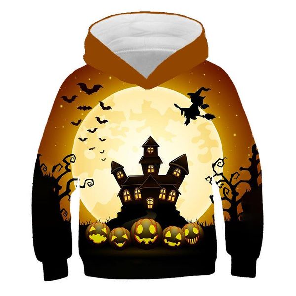 

men's hoodies & sweatshirts halloween pumpkin lantern est printed children's hoodie fashion boys and girls comfortable sweatsh, Black