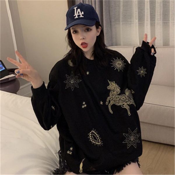 

women's hoodies & sweatshirts 2021 autumn women fashion slim female long sleeve ladies round neck pullover girl leisure, Black