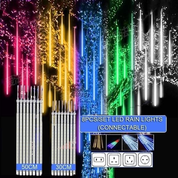 

30cm 50cm 8 tubes waterproof meteor shower rain led string lights outdoor christmas decoration for home tree eu/us/uk/au strings