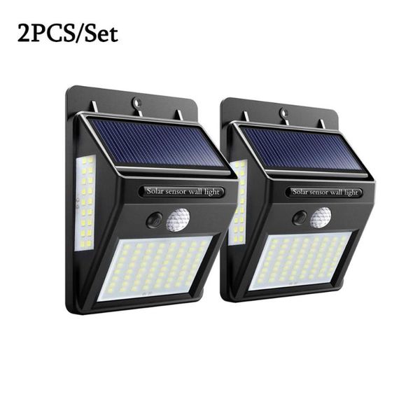 

energy saving wall light with pir smart sensing 100leds 2pcs/set solar lamp outdoor street garden portable camping lights lamps