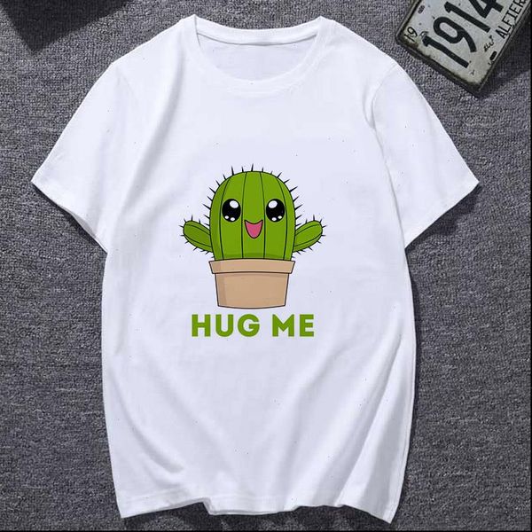 

women cactus balloon print female t shirt harajuku graphic short sleeved white fashion personality drop good quality