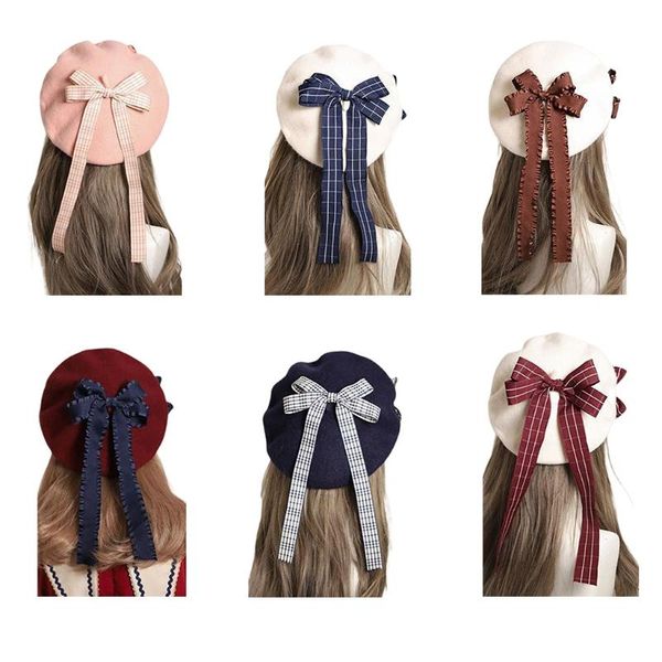 

berets soft sweet jk uniform bow hat french painter beret show face small cap lolita accessory cute female, Blue;gray