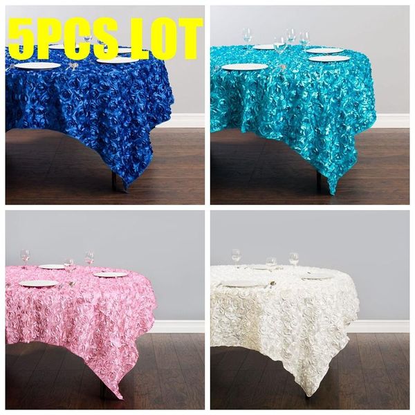 

table cloth 5pcs lot satin rose square overlay tablecloth banquet wedding for event party christmas dining decoration
