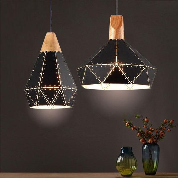 

pendant lamps iron solid wood starry sky lamp led lights for diningroom cafe bar restaurant nordic hanging light