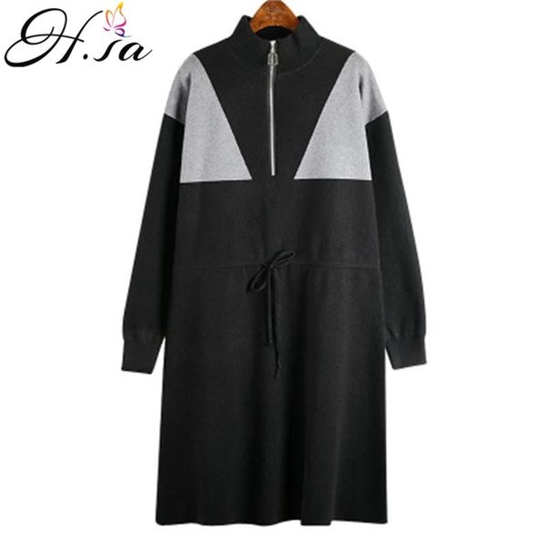 

women knitted pullover and sweaters turtleneck zipper knee length ankle pull jumpers pleated knit sweater 210430, White;black