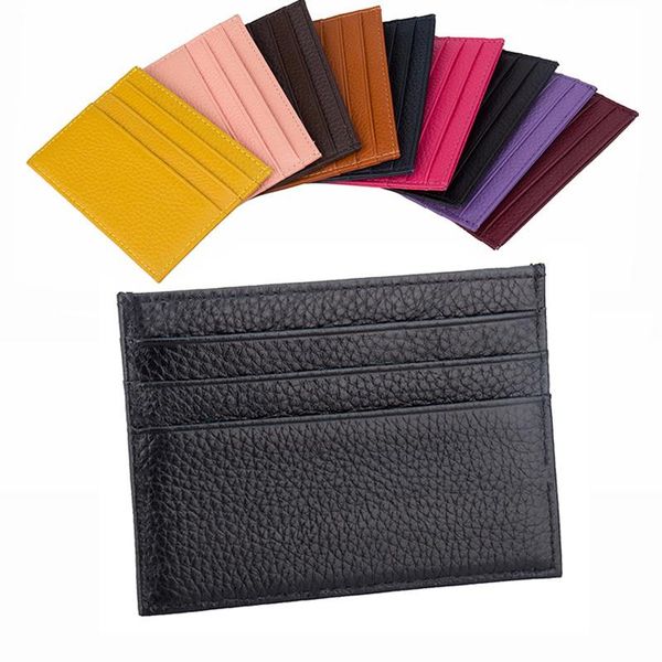 

card holders real cow leather id cardholder genuine short thin holder wallet bank case multi slot slim business cash pocket, Brown;gray