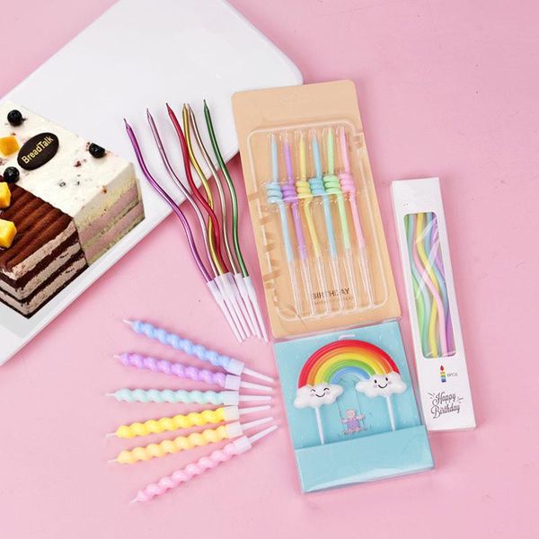 

other event & party supplies 6pcs/set thread color birthday candles with stand cake candle wedding decoration baby children atmosphere