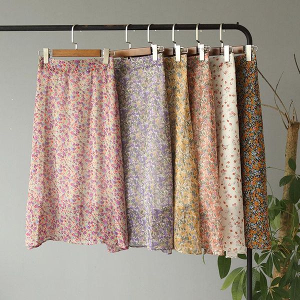 

skirts maxi floral chiffon womens korean style fashion long summer skirt elegant high waist beach party women saia c6281, Black
