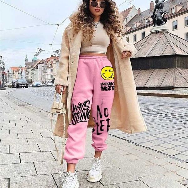 

hip-hop retro 90s women's casual pants color loose street high waist pocket plus size autumn and winter sports 211115, Black;white