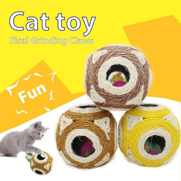 

cat toys pet toy six-hole sisal ball scratching grinding claw 12cm in diameter hole 3.5cm accessories set mo
