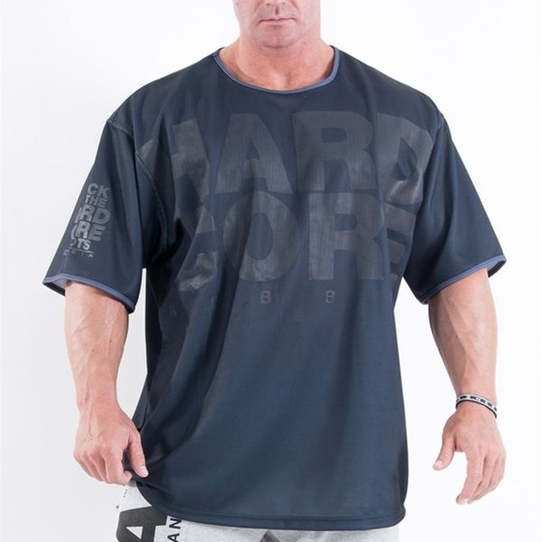 

fashion new men fitness short sleeve t shirt bodybuilding workout casual tee shirts 210324, White;black