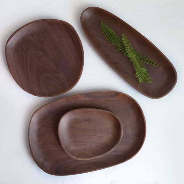 

dishes & plates ins creative japanese tableware walnut wood acacia special-shaped tray wooden fruit