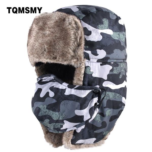 

berets thickened warm trapper hat winter women russian bomber fake fur casual ear flaps caps for men bone, Blue;gray