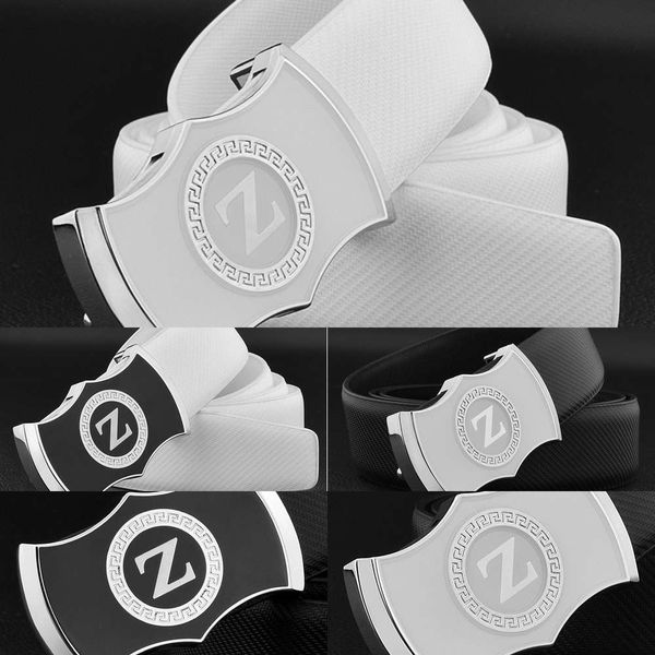 

trend guangzhou men's letter leather youth z fashion smooth buckle belt, Silver