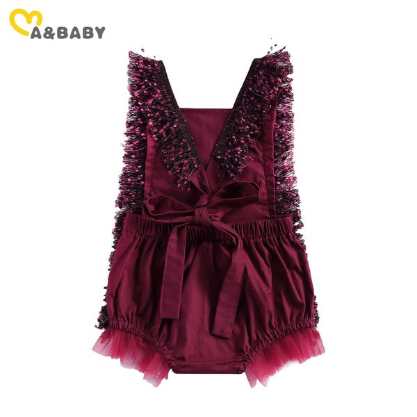 

0-24m summer vintage born infant baby girl rompers lace tassel jumpsuit cute overalls birthday purple clothing 210515, Blue