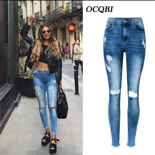 

plus size 2021 tassel distressed streetwear jeans for women spring skinny boyfriend high waist women's, Blue