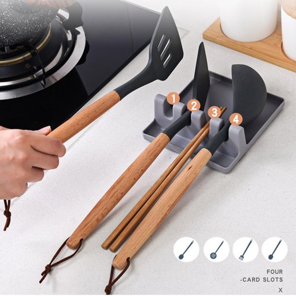 

kitchen storage & organization home gadgets spoon fork lids stand organizer plastic rest pad holder innovative utensil rack cookware helper
