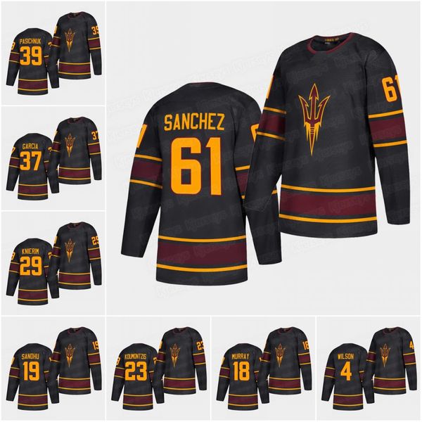 

2021 arizona state sun devils black college hockey jersey demetrios koumontzis william knierim joshua maniscalco james sanchez jacob wilson, Black;red