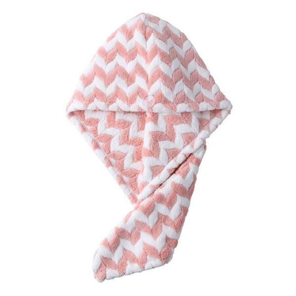 

super absorbent hair towel turban wrap striped quick dry shower hat with button