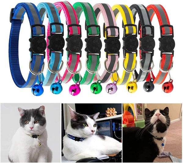 

cat collars & leads with bell breakaway reflective nylon bell, for cats