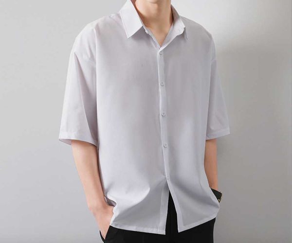 

men's casual shirts arrival long sleeve shirt men fashion gray for seasons male camiseta oversize blouse, White;black
