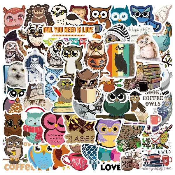 

50 pcs mixed graffiti skateboard stickers cartoon animal owl series for car lapfridge helmet pad bicycle bike motorcycle ps4 book guitar pvc