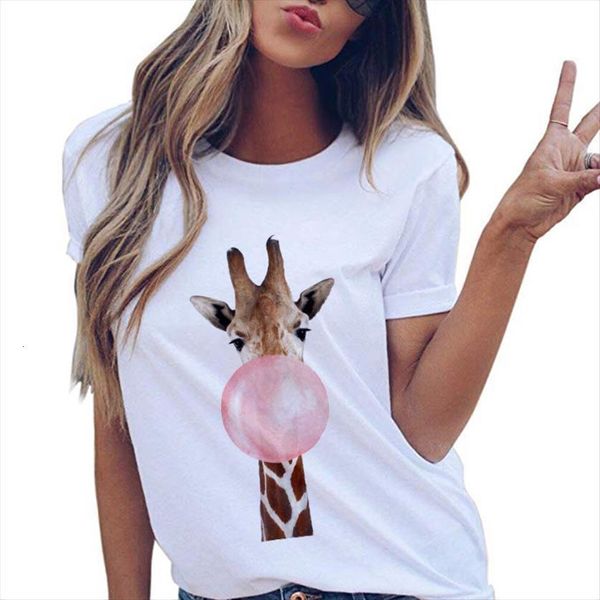 

funny animal printed clothing women t shirts thin section harajuku white summer femme short sleeve