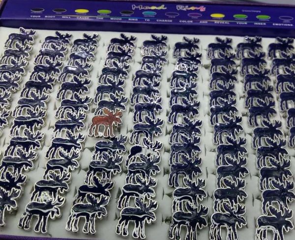 

cartoon animal adjustable mood rings color changing ring, Silver
