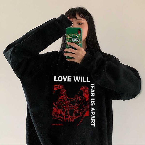 

lil peep rapper casual vintage winter fashion loose long-sleeved cartoon letter print big size harajuku hooded sweatshirt 210608, Black