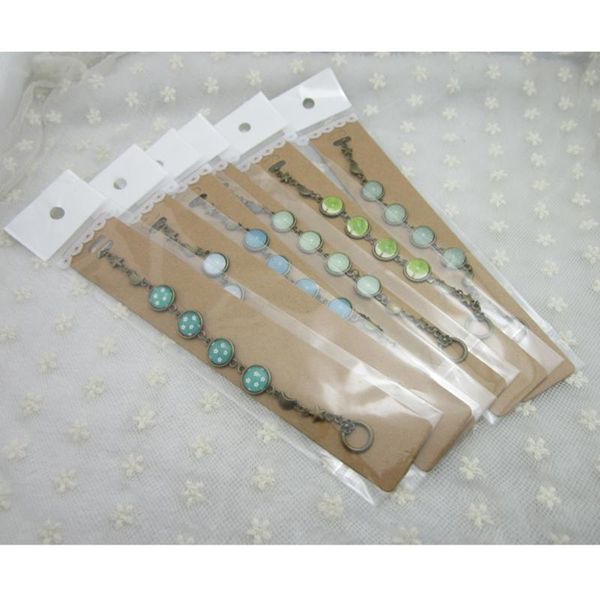

jewelry pouches, bags 100pcs bracelet chain display holder case hanging kraft paper cards gift q81d, Pink;blue