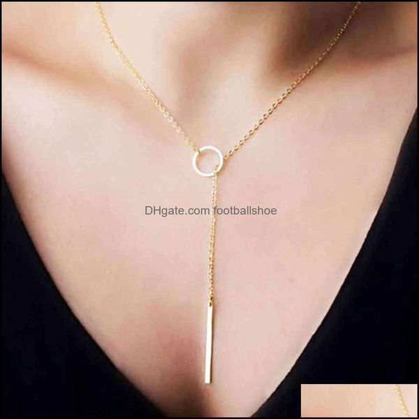 

pendant necklaces & pendants jewelry necklace simple circle long classic versatile temperament short clavicle drop delivery 2021 iucip, Silver