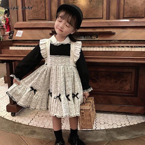 

1-7t toddler kid baby girl clothes spring ruffles bowknot lace dress elegant long sleeve cute sweet party club outfit girl's dresses, Red;yellow