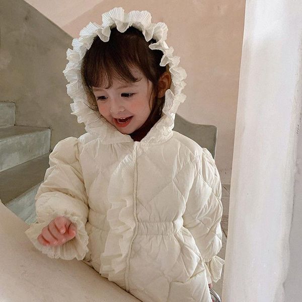 

down coat outerwear parkas hooded solid regular cotton fashion simple cute comfortable keep warm winter girls children, Blue;gray