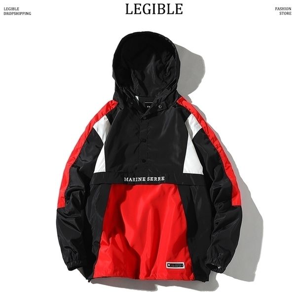 

hip hop autumn jackets men windbreaker patchwork spring loose casual jacket male coats zipper tracksuit streetwear 4xl 211021, Black;brown