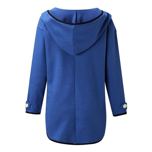 

women's jackets thick woolen cloth solid clor hooded jacket windbreaker cardigan loose collar fashion lapel blouse with pocket outwear, Black;brown